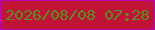 文字の大きさ：3、枠の色：b706b0、背景の色：c01336、文字の色：569020 無料ブログパーツのブログ時計