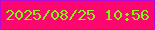 文字の大きさ：3、枠の色：b70ad5、背景の色：fd066e、文字の色：84f410 無料ブログパーツのブログ時計