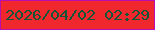 文字の大きさ：3、枠の色：b70db1、背景の色：f0282d、文字の色：125636 無料ブログパーツのブログ時計