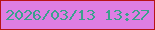 文字の大きさ：1、枠の色：b71417、背景の色：de7ee3、文字の色：3ba08d 無料ブログパーツのブログ時計