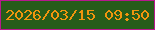 文字の大きさ：4、枠の色：b7188d、背景の色：265c1a、文字の色：f0950e 無料ブログパーツのブログ時計