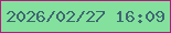 文字の大きさ：4、枠の色：b71a80、背景の色：84e19d、文字の色：3e6672 無料ブログパーツのブログ時計