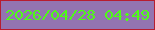文字の大きさ：4、枠の色：b71d30、背景の色：9374b1、文字の色：4efc16 無料ブログパーツのブログ時計