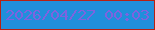 文字の大きさ：3、枠の色：b72012、背景の色：208fdb、文字の色：7d63df 無料ブログパーツのブログ時計
