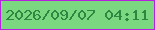 文字の大きさ：1、枠の色：b720df、背景の色：7cd781、文字の色：2c8740 無料ブログパーツのブログ時計