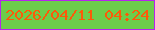 文字の大きさ：1、枠の色：b723ed、背景の色：6dcc4b、文字の色：fd5909 無料ブログパーツのブログ時計