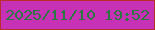文字の大きさ：5、枠の色：b72e2a、背景の色：c631b5、文字の色：2c7643 無料ブログパーツのブログ時計