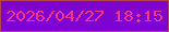 文字の大きさ：3、枠の色：b7414f、背景の色：7f03d0、文字の色：f53685 無料ブログパーツのブログ時計