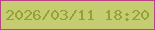 文字の大きさ：5、枠の色：b74388、背景の色：c5cc71、文字の色：92a235 無料ブログパーツのブログ時計