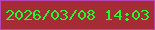 文字の大きさ：4、枠の色：b744b5、背景の色：a52c34、文字の色：23f72e 無料ブログパーツのブログ時計