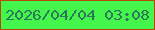文字の大きさ：5、枠の色：b74a0b、背景の色：44f64b、文字の色：2e775a 無料ブログパーツのブログ時計