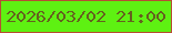 文字の大きさ：2、枠の色：b74d33、背景の色：5ef112、文字の色：65611f 無料ブログパーツのブログ時計