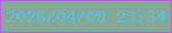 文字の大きさ：2、枠の色：b75fe2、背景の色：84a999、文字の色：58c1e3 無料ブログパーツのブログ時計