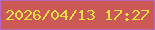 文字の大きさ：5、枠の色：b76abd、背景の色：cd5957、文字の色：ede044 無料ブログパーツのブログ時計