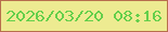 文字の大きさ：1、枠の色：b76e4d、背景の色：edeb91、文字の色：64cf4b 無料ブログパーツのブログ時計