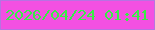 文字の大きさ：4、枠の色：b772e2、背景の色：f350e2、文字の色：38ec47 無料ブログパーツのブログ時計