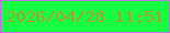 文字の大きさ：4、枠の色：b779d7、背景の色：15fe41、文字の色：aa9d38 無料ブログパーツのブログ時計