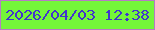 文字の大きさ：1、枠の色：b77bc4、背景の色：74f639、文字の色：4234cd 無料ブログパーツのブログ時計