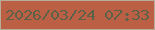 文字の大きさ：4、枠の色：b7ac9a、背景の色：bb5f45、文字の色：5c6248 無料ブログパーツのブログ時計