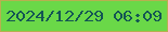 文字の大きさ：3、枠の色：b7b050、背景の色：6ad848、文字の色：145654 無料ブログパーツのブログ時計