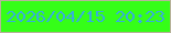 文字の大きさ：2、枠の色：b7b39a、背景の色：35fe18、文字の色：37aedb 無料ブログパーツのブログ時計