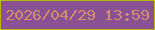 文字の大きさ：1、枠の色：b7ba0b、背景の色：8a5292、文字の色：ce8e70 無料ブログパーツのブログ時計