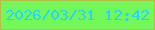 文字の大きさ：5、枠の色：b7bd48、背景の色：74f758、文字の色：22d7fd 無料ブログパーツのブログ時計