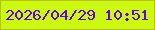 文字の大きさ：1、枠の色：b7c10e、背景の色：cbf90f、文字の色：5f02e9 無料ブログパーツのブログ時計