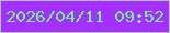 文字の大きさ：1、枠の色：b7c1b1、背景の色：a330fe、文字の色：77ef84 無料ブログパーツのブログ時計