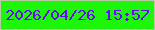 文字の大きさ：4、枠の色：b7caa1、背景の色：1df609、文字の色：630dee 無料ブログパーツのブログ時計
