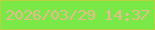 文字の大きさ：3、枠の色：b7d23c、背景の色：7ae948、文字の色：e9ba90 無料ブログパーツのブログ時計