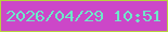 文字の大きさ：1、枠の色：b7d43d、背景の色：cc47c8、文字の色：6ee8c9 無料ブログパーツのブログ時計