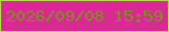 文字の大きさ：5、枠の色：b7d850、背景の色：d82a92、文字の色：858b21 無料ブログパーツのブログ時計