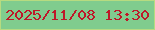 文字の大きさ：2、枠の色：b7db80、背景の色：80cc8e、文字の色：be1829 無料ブログパーツのブログ時計
