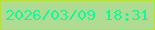 文字の大きさ：4、枠の色：b7e232、背景の色：afdb92、文字の色：0ffb9b 無料ブログパーツのブログ時計