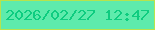 文字の大きさ：5、枠の色：b7e34c、背景の色：5eebac、文字の色：0ecc80 無料ブログパーツのブログ時計