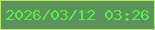 文字の大きさ：1、枠の色：b7e95b、背景の色：5b935a、文字の色：56ef48 無料ブログパーツのブログ時計