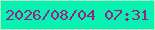 文字の大きさ：3、枠の色：b7e9be、背景の色：04f3b2、文字の色：9c2082 無料ブログパーツのブログ時計