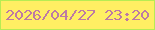文字の大きさ：5、枠の色：b7ec53、背景の色：ffef63、文字の色：bd7aa4 無料ブログパーツのブログ時計