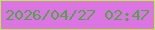 文字の大きさ：4、枠の色：b7ef3d、背景の色：dc75e3、文字の色：4da745 無料ブログパーツのブログ時計