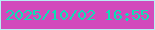 文字の大きさ：5、枠の色：b7eff4、背景の色：d24abc、文字の色：0edfb4 無料ブログパーツのブログ時計