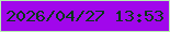 文字の大きさ：5、枠の色：b7f0b1、背景の色：a107eb、文字の色：013715 無料ブログパーツのブログ時計