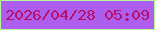 文字の大きさ：1、枠の色：b7fa95、背景の色：ae5eef、文字の色：b81069 無料ブログパーツのブログ時計
