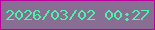 文字の大きさ：1、枠の色：b8009a、背景の色：886e92、文字の色：4df1a8 無料ブログパーツのブログ時計