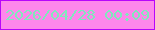 文字の大きさ：1、枠の色：b805fb、背景の色：fd87eb、文字の色：80e8bc 無料ブログパーツのブログ時計