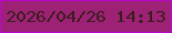 文字の大きさ：5、枠の色：b807cb、背景の色：9d2275、文字の色：3d1c1e 無料ブログパーツのブログ時計