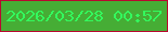 文字の大きさ：5、枠の色：b8082f、背景の色：46ad35、文字の色：33f95d 無料ブログパーツのブログ時計