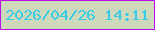 文字の大きさ：1、枠の色：b810eb、背景の色：ced9bc、文字の色：37cbe7 無料ブログパーツのブログ時計