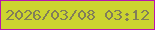 文字の大きさ：3、枠の色：b815b0、背景の色：ccd430、文字の色：827e59 無料ブログパーツのブログ時計