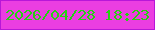 文字の大きさ：5、枠の色：b817d8、背景の色：eb3ee1、文字の色：26d014 無料ブログパーツのブログ時計